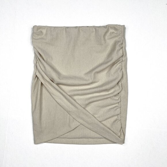 Free People Angie Wrap Ivory Ruched Stretch Tulip Mini Skirt Size XS - NWOT - Picture 3 of 8